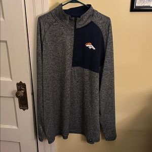 Denver Broncos Fanatics Gray and Navy Quarter-Zip Pullover